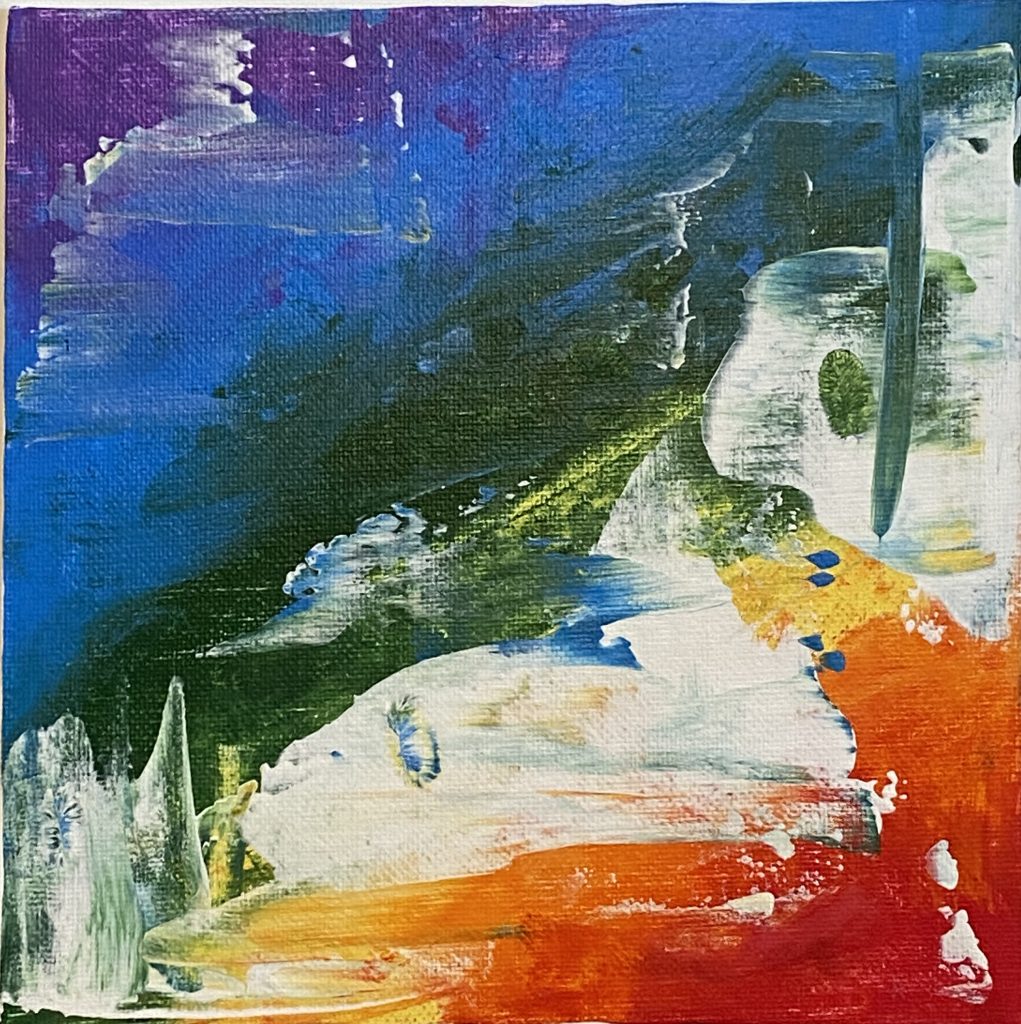 Acrylic Abstract Practice Piece on Canvas Plate (8X8)